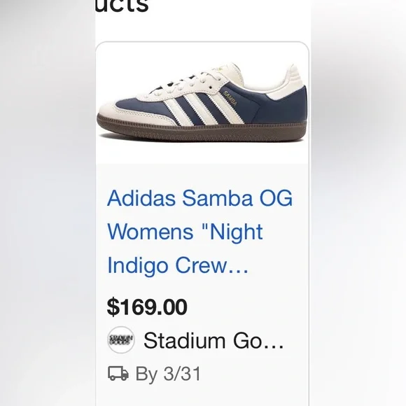 adidas Samba OG W in Navy/Cloud White with Gold Accents - Picture 7 of 7